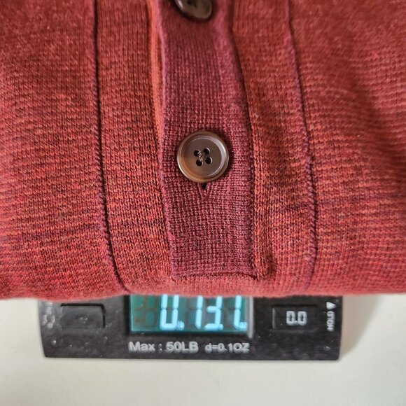 Alan Flusser Mens Burgundy Button-Collar Sweater Pullover Long Sleeve M 100% Cot - Picture 8 of 8